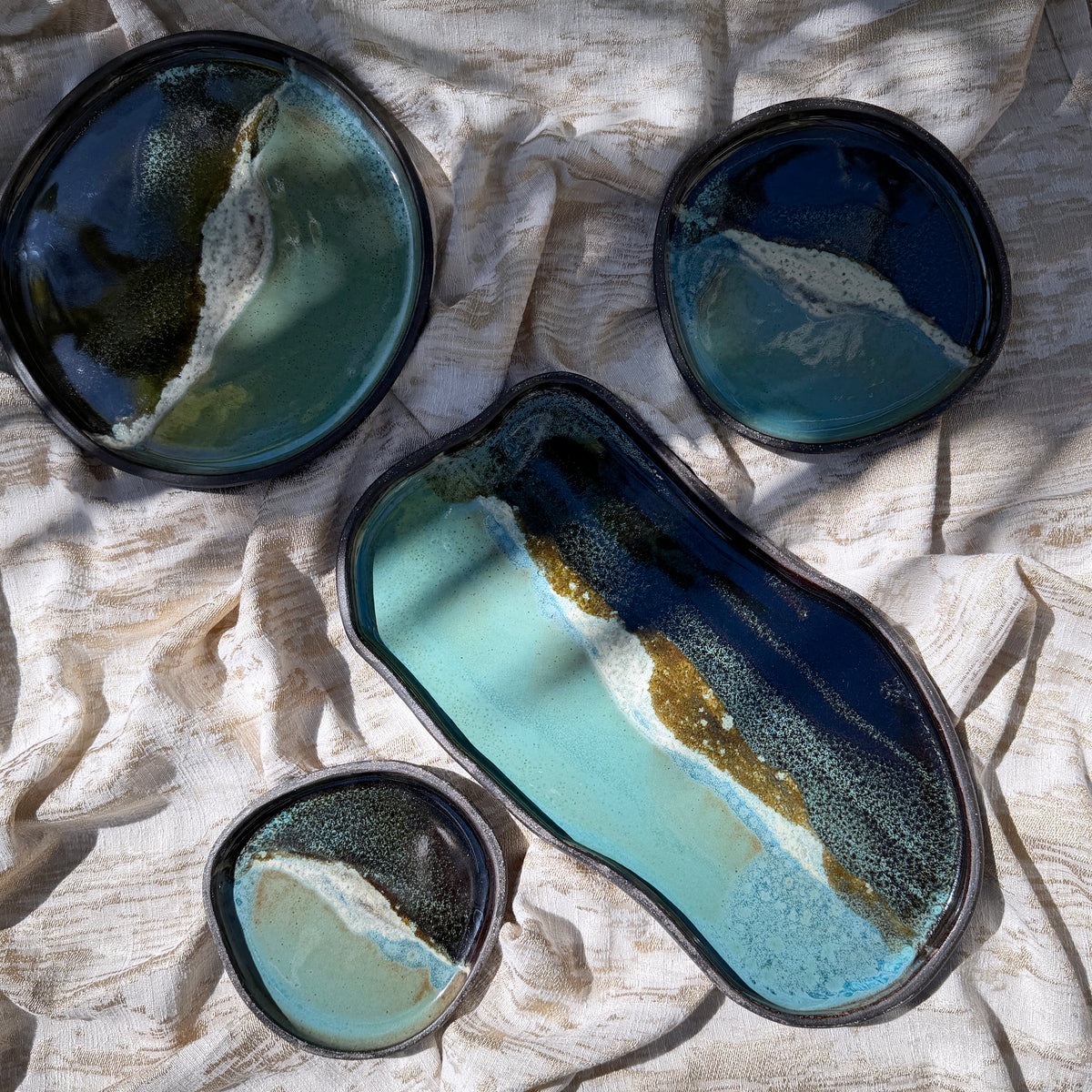 Obsidian Tide Serving Plates 1" deep